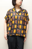 c60s European label - Rothko feeling abstract pattern open collar shirt