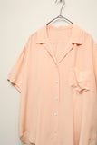 80s European vintage - silk open collar blouse in sakura pink