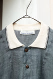 80's Umberto Bilancioni - linen knit switching pullover shirt