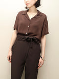 90's European label - viscose open collar sheer shirt
