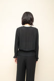 00's Salvatore Ferragamo - silk collarless pullover blouse