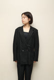 80's European label - linen/cotton double breasted tailored jacket
