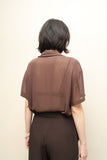 90's European label - viscose open collar sheer shirt