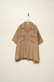 90's European label - silk open collar shirt with flap pocket