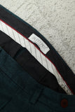 00's European label - linen 3-tuck trousers in green