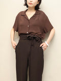 90's European label - viscose open collar sheer shirt