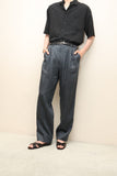 European label - linen striped 2-tuck trousers