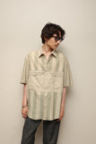 80's PAL ZILERI - cotton stripe shirt with constructive pockets