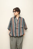 80's-90's European label - linen stripe pullover shirt