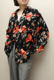 80-90's European label- rayon flower patterned shirt