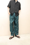 00's European label - linen 3-tuck trousers in green