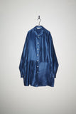 c90's European label - long balance, paneled stripe textile shirt