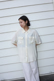 80's Les Copains - silk blouse with flap pockets