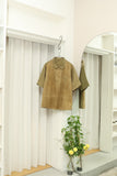 70-80's PANCALDI - cotton leather switching pullover shirt