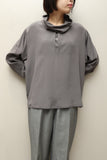 80's European label - draping silk voluminous neck blouse