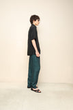 00's European label - linen 3-tuck trousers in green