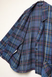 80's European label - viscose/cupro/linen plaid tailored jacket