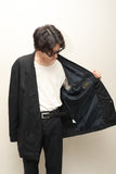00's European label - linen/cotton oversized double breasted tailored jacket