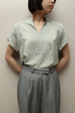 70s-80s European label - silk skipper collarless blouse