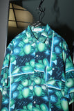 80's European label - viscose fruit photographic print shirt