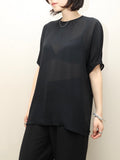 80's Giorgio Armani - silk sheer collarless blouse
