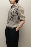 00's European label - silk sheer pullover blouse