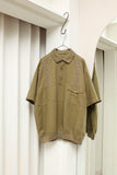 80's-90's European label - linen/cotton knit switching pullover shirt