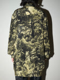 80's European label - silk botanical pattern shirt / hip length