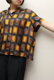 c60s European label - Rothko feeling abstract pattern open collar shirt