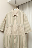 80's PAL ZILERI - cotton stripe shirt with constructive pockets