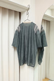 80's Umberto Bilancioni - linen knit switching pullover shirt