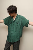 80's European label - linen constructive dolman sleeve shirt