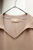 00's European label - cotton/linen skipper knit polo shirt