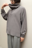 80's European label - draping silk voluminous neck blouse