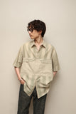 80's PAL ZILERI - cotton stripe shirt with constructive pockets