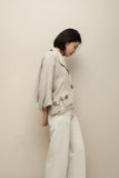 80's European label - linen wide&cropped jacket with multi pocket detail