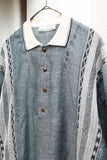 80's Umberto Bilancioni - linen knit switching pullover shirt