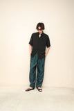 00's European label - linen 3-tuck trousers in green