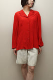 80's European label - acetate/silk blouse in red