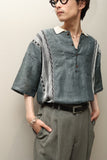 80's Umberto Bilancioni - linen knit switching pullover shirt