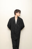 00's European label - linen/cotton oversized double breasted tailored jacket