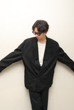 00's European label - linen/cotton oversized double breasted tailored jacket
