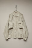 80s Italian label - linen botanical pattern boxy jacket
