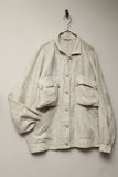 80s Italian label - linen botanical pattern boxy jacket