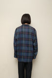 80's European label - viscose/cupro/linen plaid tailored jacket