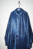 c90's European label - long balance, paneled stripe textile shirt