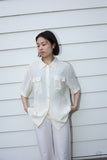 80's Les Copains - silk blouse with flap pockets