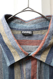 80's-90's European label - linen stripe pullover shirt