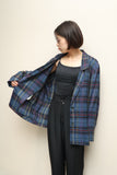 80's European label - viscose/cupro/linen plaid tailored jacket