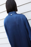 c90's European label - long balance, paneled stripe textile shirt